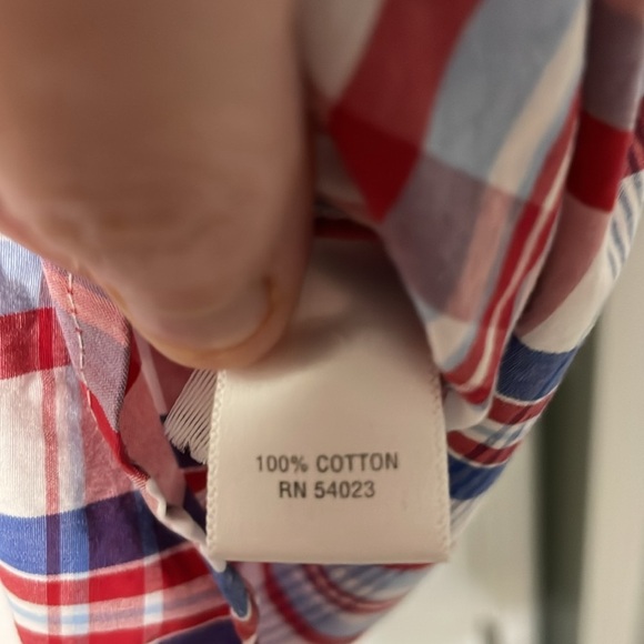Banana Republic Soft Wash Men’s Plaid Red/White/Blue Button Down Size Medium - Picture 7 of 7